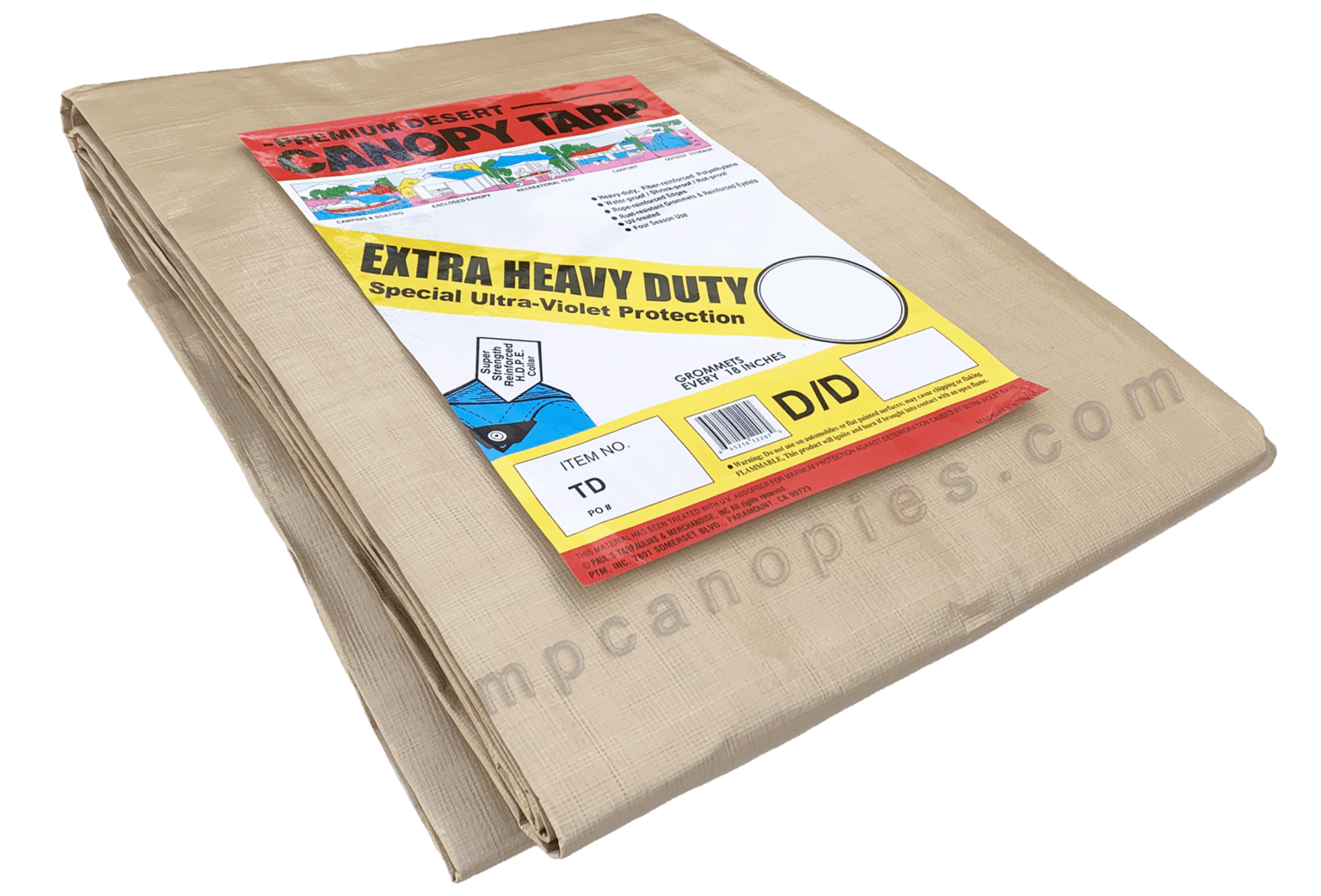 12 x 20 Beige Tarp(Finished Size 4" to 8" Shorter Than Nominal Size